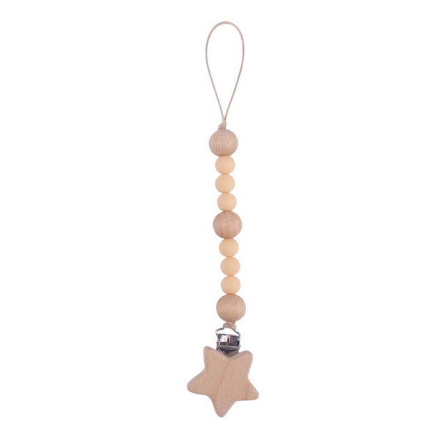 Wood Chew Beads Pacifier Clips Dummy Chain Holder Cute Soother Chains Nipple Appease Baby Teething Toy Baby Chew