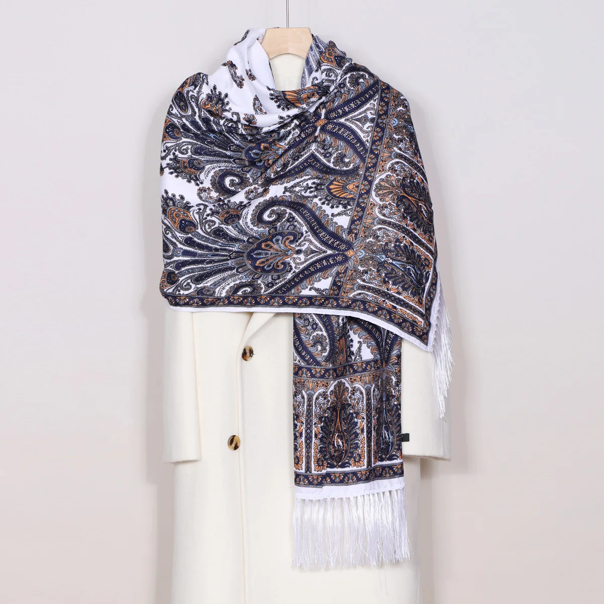 Echarpe Femme En Laine Imprimé Bleu Jungle BEDA705-02 - Echarpe