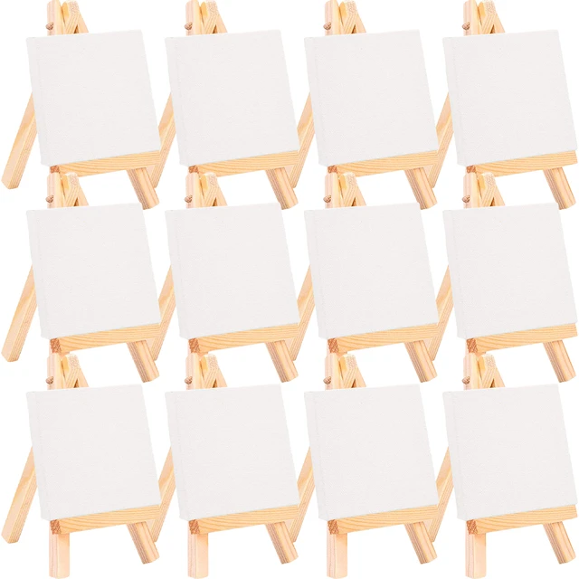 14Pcs Mini Canvas and Easel Brush Set, Canvas 4X4 Inch, Pre-Stretched  Canvas, Mini Painting Kit, Kids Painting Party - AliExpress