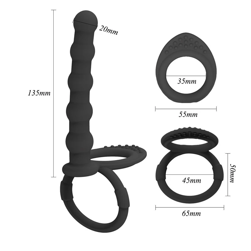 Sex Toys Double Penetration Dildo Rings Strap On Penis Delayed Ejaculation Anal Beads Butt Anus Vaginal Massager Sex Toys For Men Couples