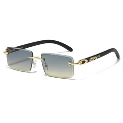 Stylish Rimless Rectangle Sunglasses - Unisex Retro Summer UV400 Eyewear (Green Tea)