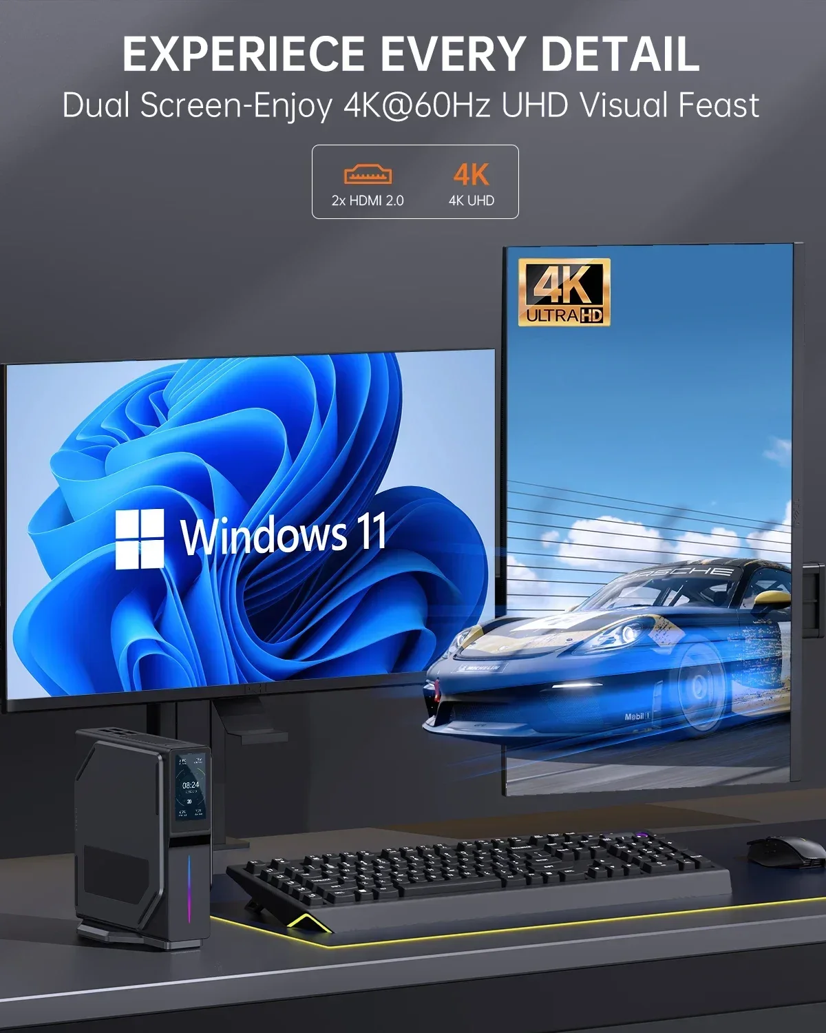 SZBOX S1 N97 N150 Mini PC PK N100 DDR4 3200MHz NVME SSD 3.6GHz 512G SSD Windows11 RGB WiFi 6 BT5.2 Dual LAN Diy Gaming Computer