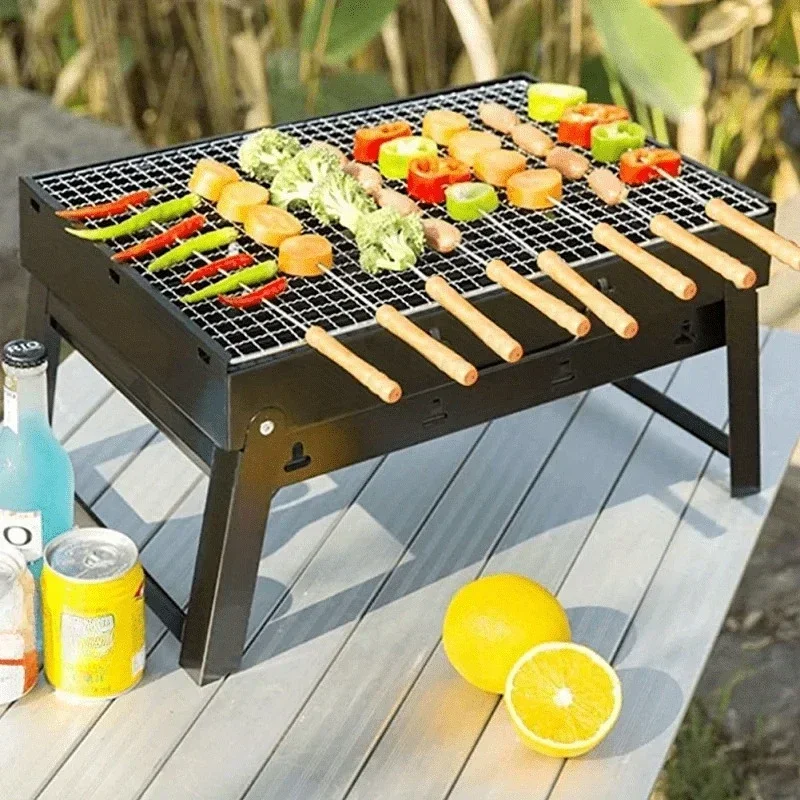 Stainless Steel Barbecue Skewer 10Pcs Reusable BBQ Skewers For Outdoor Camping Picnic Cooking Tools BBQ Supplies barbecue skewers,bbq grilling accessories