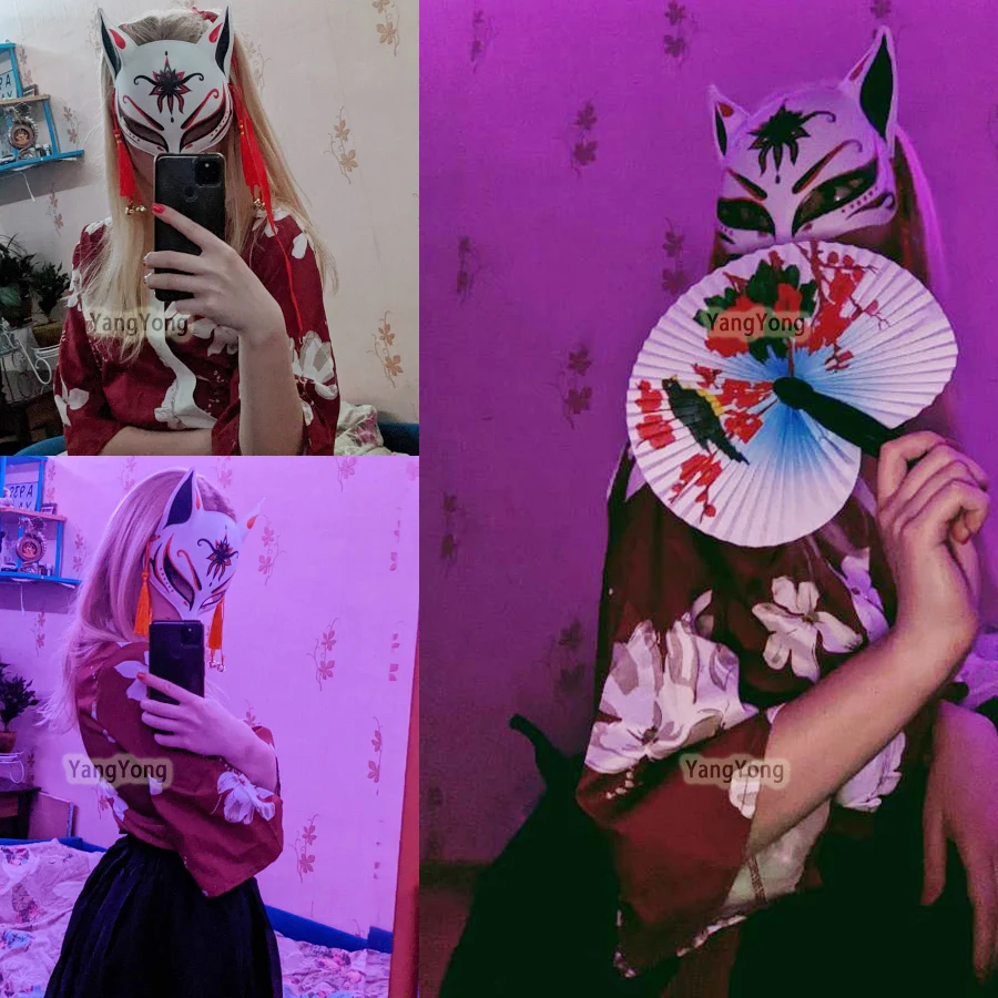 Kitsune Mask Anime: The Ultimate Hand-Painted Fox Mask for Cosplay and  Cultural Enthusiasts, image size:900x900