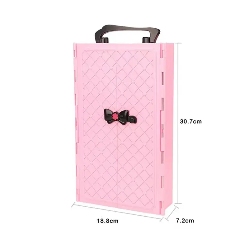 Doll Wardrobe Closet Kids Toys Miniature Dollhouse Accessories Dolly Furniture For Barbie DIY Children Game Christmas Present 5