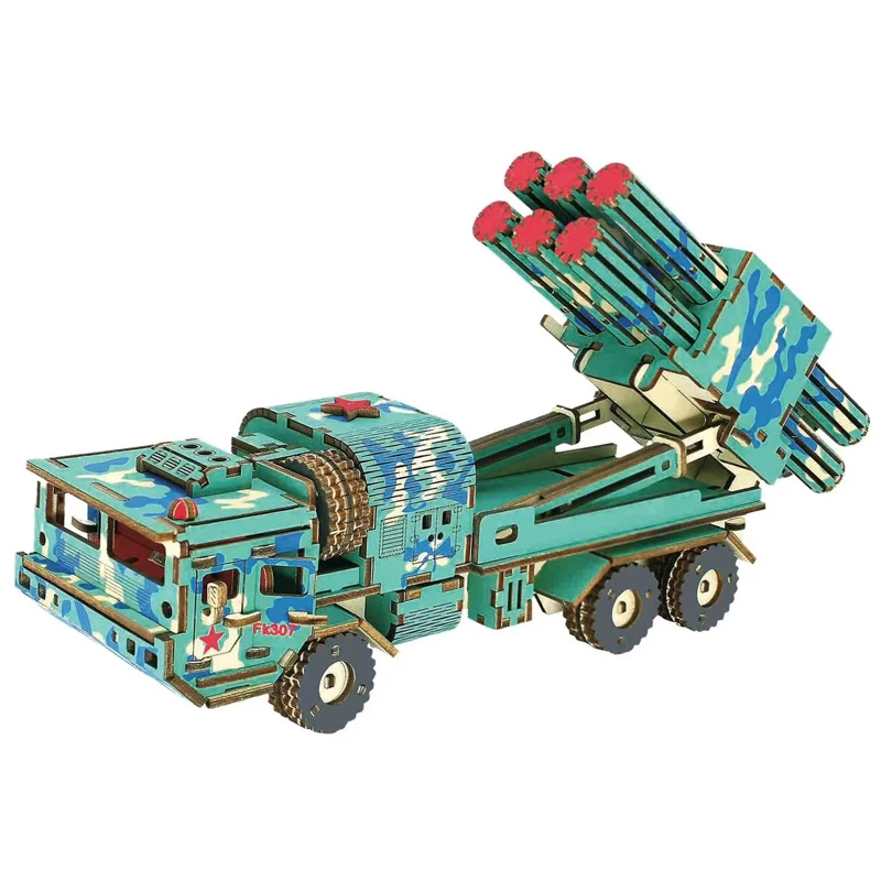 

Anti-Aircraft Missiles 3D Wooden Puzzles Tank Military Simulation Model Jigsaw DIY Toys For Children Boys Table Decoration