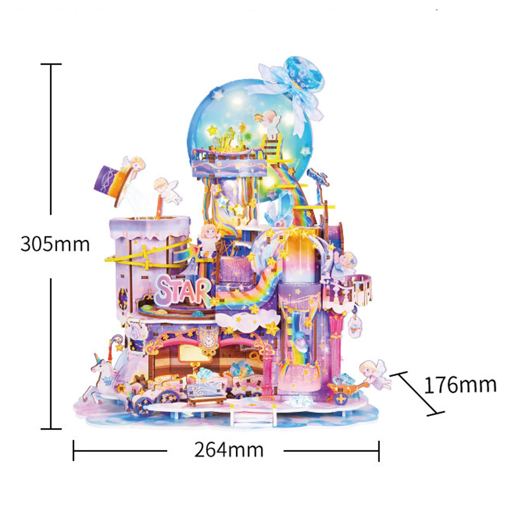 DIY 나무 뮤직 박스 스타 워크샵 ? 조명과 회전 기능이 있는 3D 퍼즐 모델 키트, 582개 부품으로 구성된 성인 및 소녀 생일 선물용 공예품