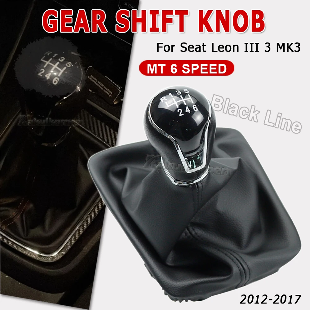 Leder Auto Schaltknauf Hebel Gaitor Boot Abdeckung Für Sitz Leon III 3 MK3 2012 2013 2014 2015 2016 2017 5/6 geschwindigkeit Manuelle – Detail 13