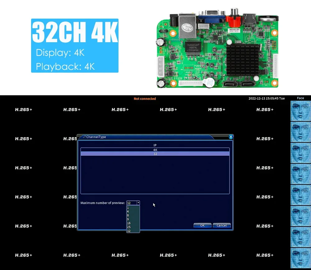 Registratore Video Digitale di Rete NVR H.265 9/32CH*4K 10/16/36CH 12MP, Supporto Max 8T, Rilevamento Movimento, CMS XMEYE - immagine 6