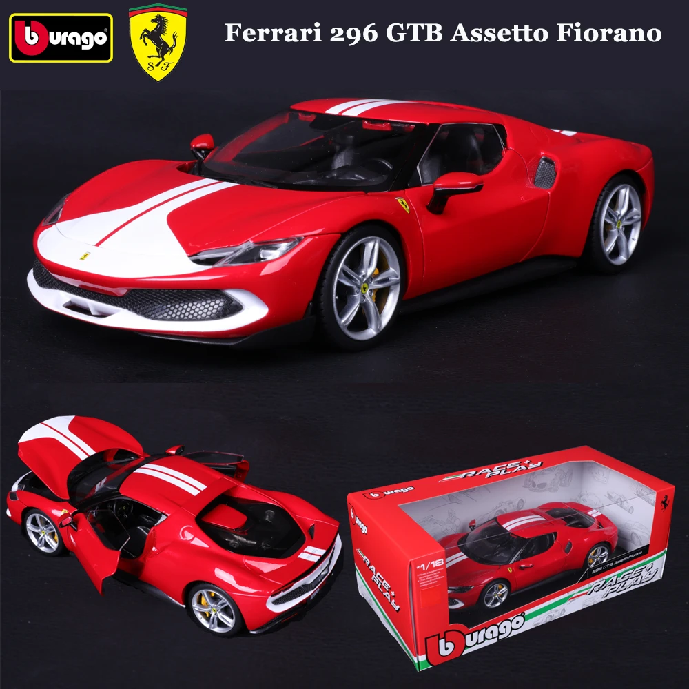 Bburago 1:18 FERRARI 296GTB ASSETTO FIORANO Supercar Alloy Diecast Cars Model Toy Collection For Adults Children