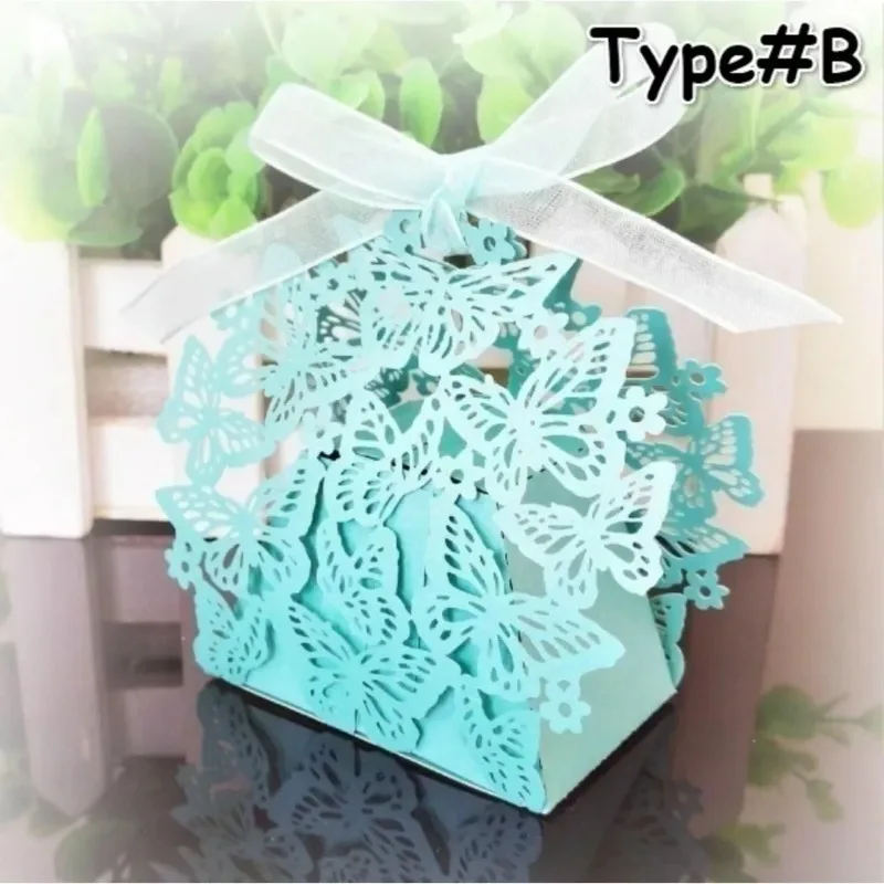 10pcs Hollow Butterfly Gift Box Creative Laser Cut Wedding Candy Box Cookie Box Packaging