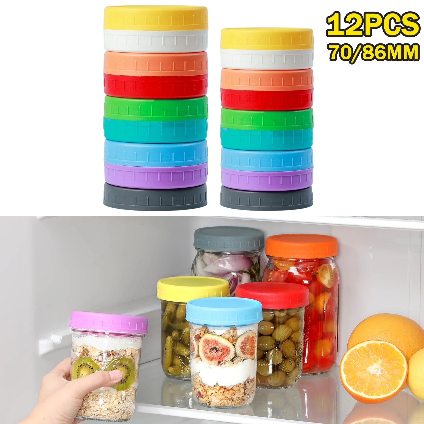 12PCS WIDE Mouth Mason Jar Lids PP Storage Caps Canning Jars Leak-Proof for Stanley Cup Accessories Kitchen Storage Organization