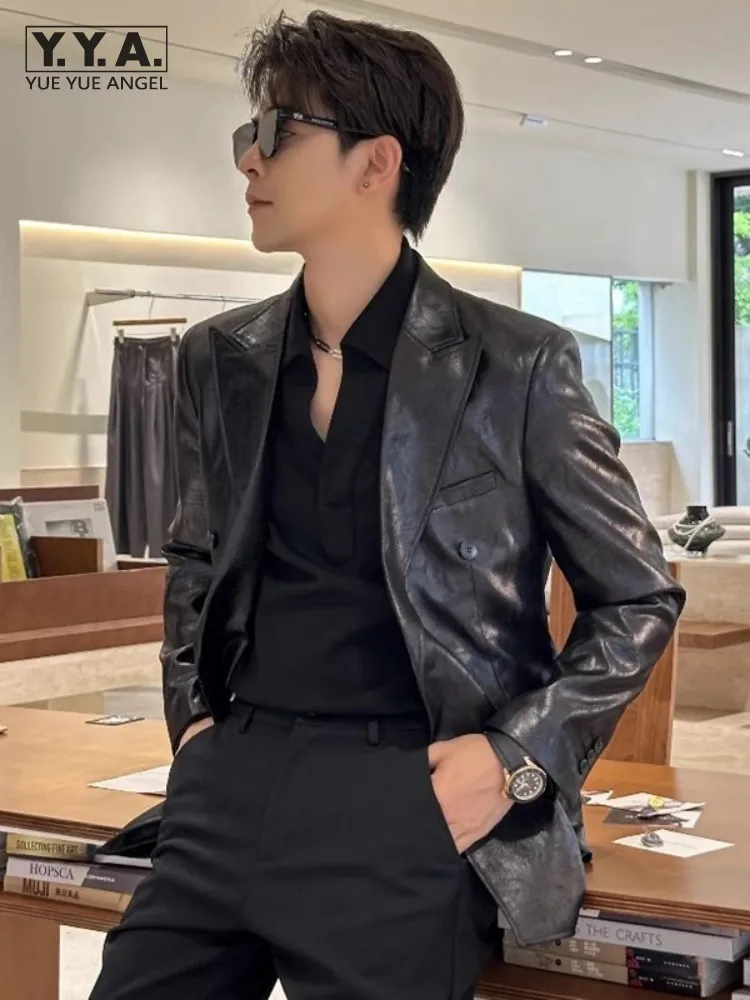 Men Spring British Style Double Breasted Suit Jacket Long Sleeve Slim Fit  Fashion Outerwear Business Work Casual Blazers Coats - AliExpress 200000343