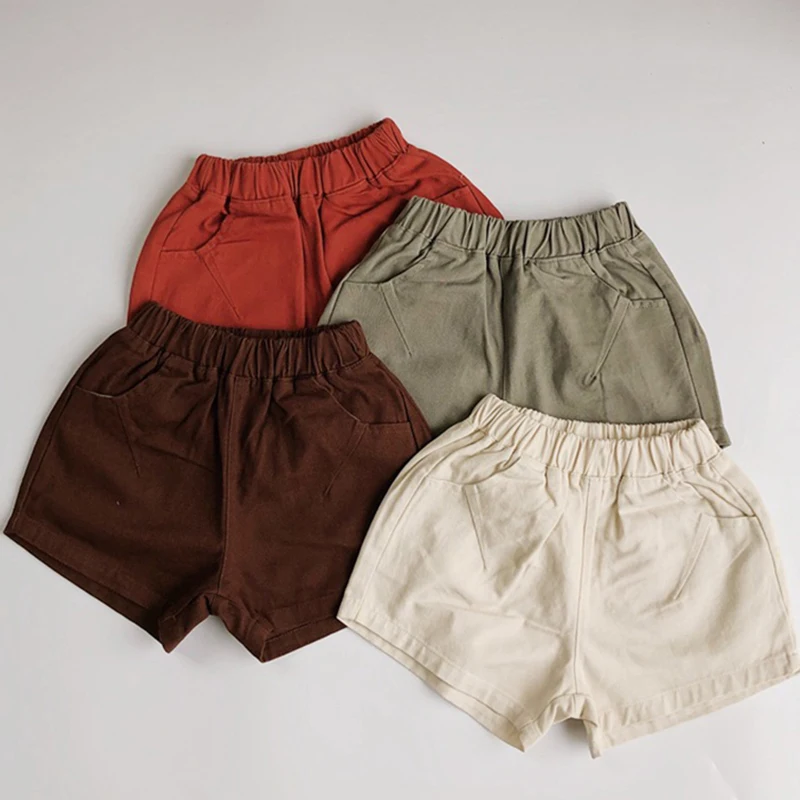 

Kids Shorts Summer Baby Boy Girl Pants Candy-colored Casual Shorts Children's Korean Fashion Cotton Elastic Band Shorts Clothing