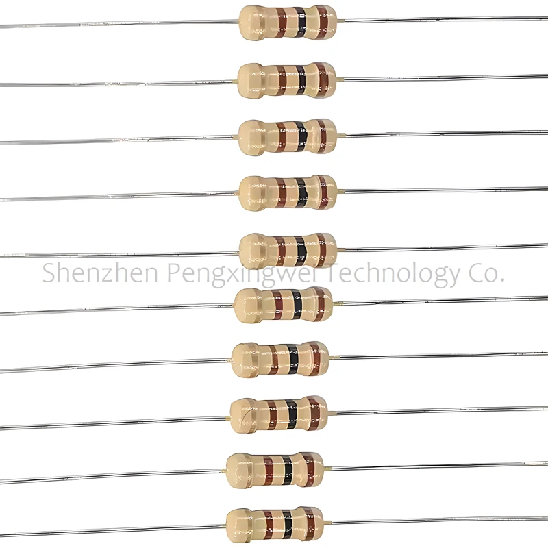100pcs 0.5W 1/2W 5% Carbon Film Resistor 1 1.2 1.5 10 12 15 100 120 150 Ohm R K 1R 1R2 1R5 10R 12R 100R 1K 10K 100K 0.1R-1M carbon film resistor