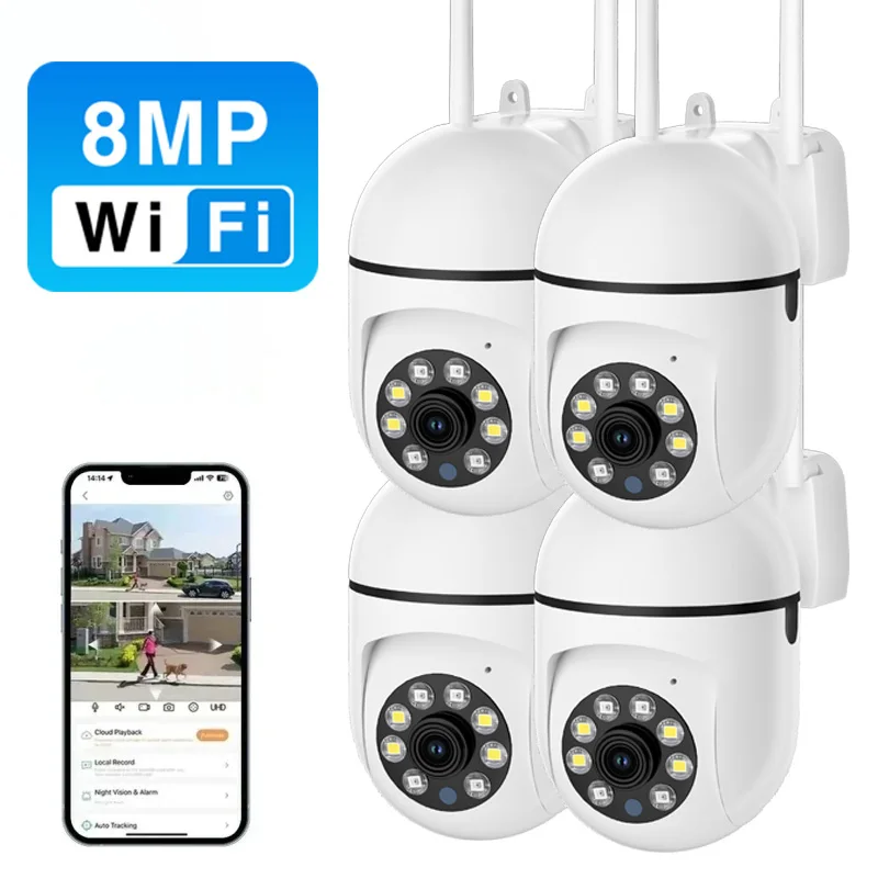8MP Wifi Surveillance Camera Color Night Vision WiFi Camera Auto Tracking Wireless Camera Security Protection For Outdoor Monito