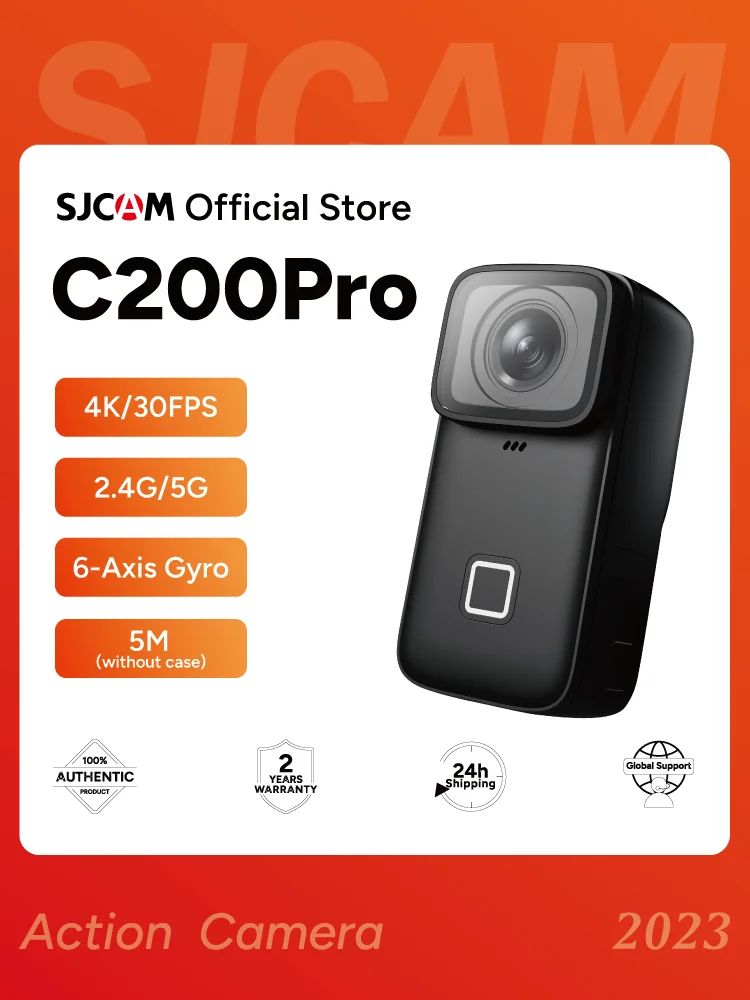 SJCAM C200 Pro 4K Action Camera with Portable Body 5M Waterproof FHD 6-Axis GYRO Video Body 5G WiFi Night Vision Sports DV