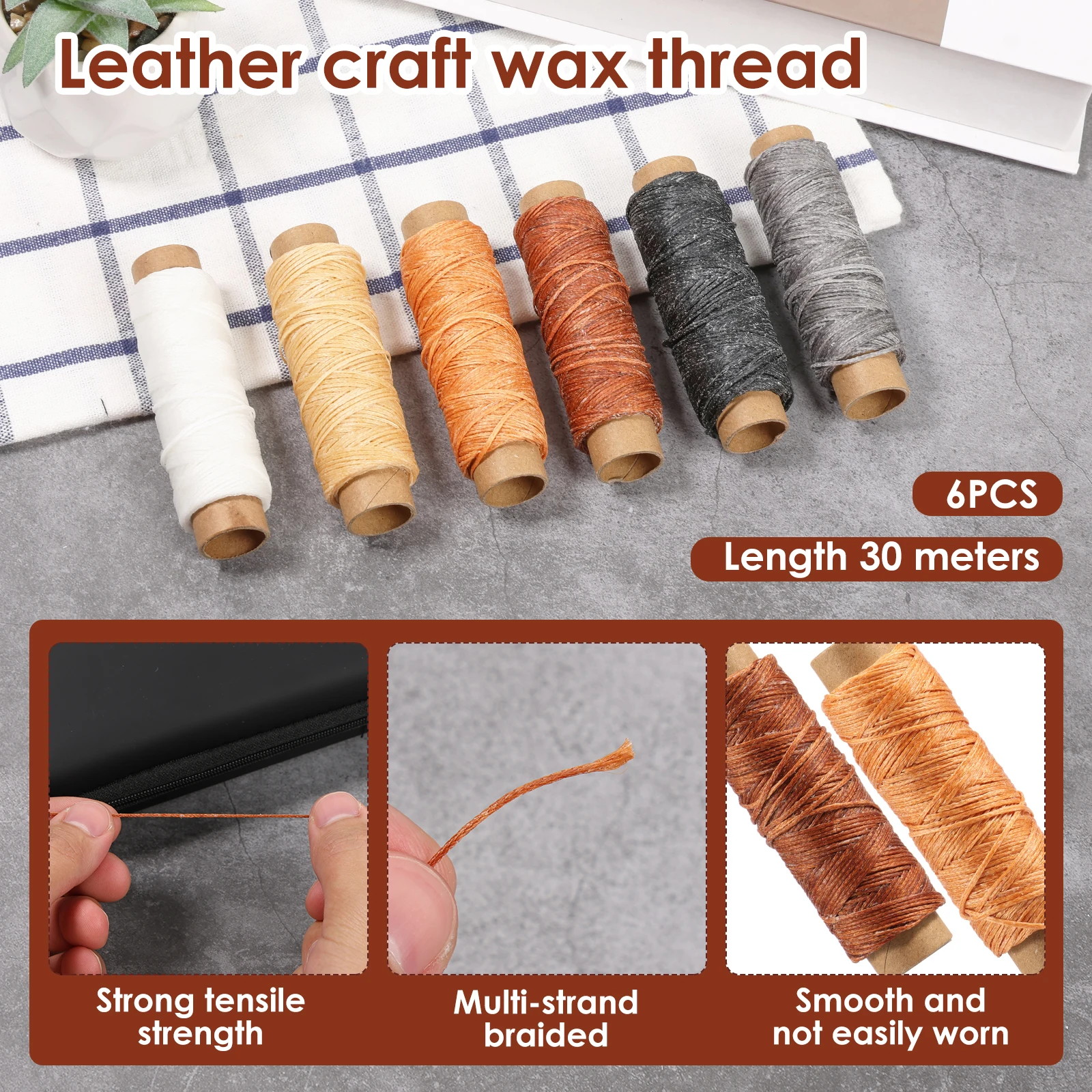 40Pcs Sewing Awl Kit Complete Leather Sewing Awl Kit with Storage Bag Portable Waxed Thread for DIY Repair and Crafts