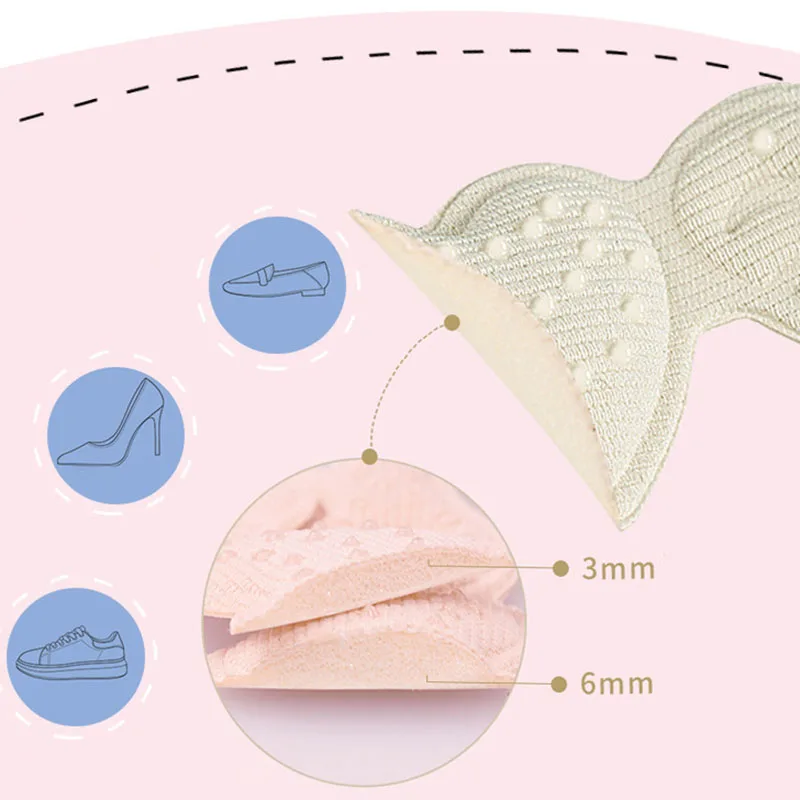 Women Sponge Heel Pads Angel Wings Adhesive Patch for Pain Relief High Heels Shoes Sticker Foot Care Liner Grips Insole Cushion