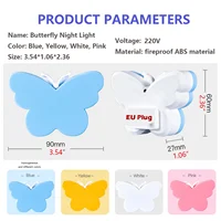 Butterfly Night Light Plug Into Wall Auto Dusk to Dawn Smart Sensor Night Light for Living Room Bedroom Bathroom Kids 220V EU 2