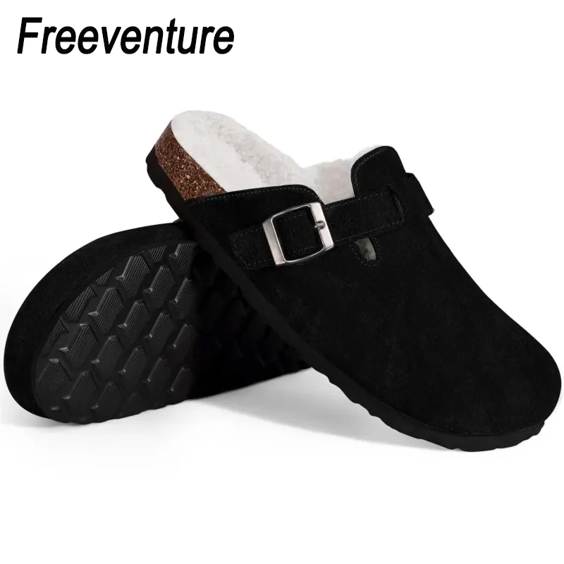 Fur Lined Suede Clogs Slip On Shoes for Women