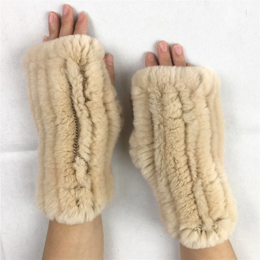 

High quality Sleeve new Hot sale Mittens New Women's Gloves 100% Real Genuine Fingerless Knitted Rex Arm Rabbit Fur Winter