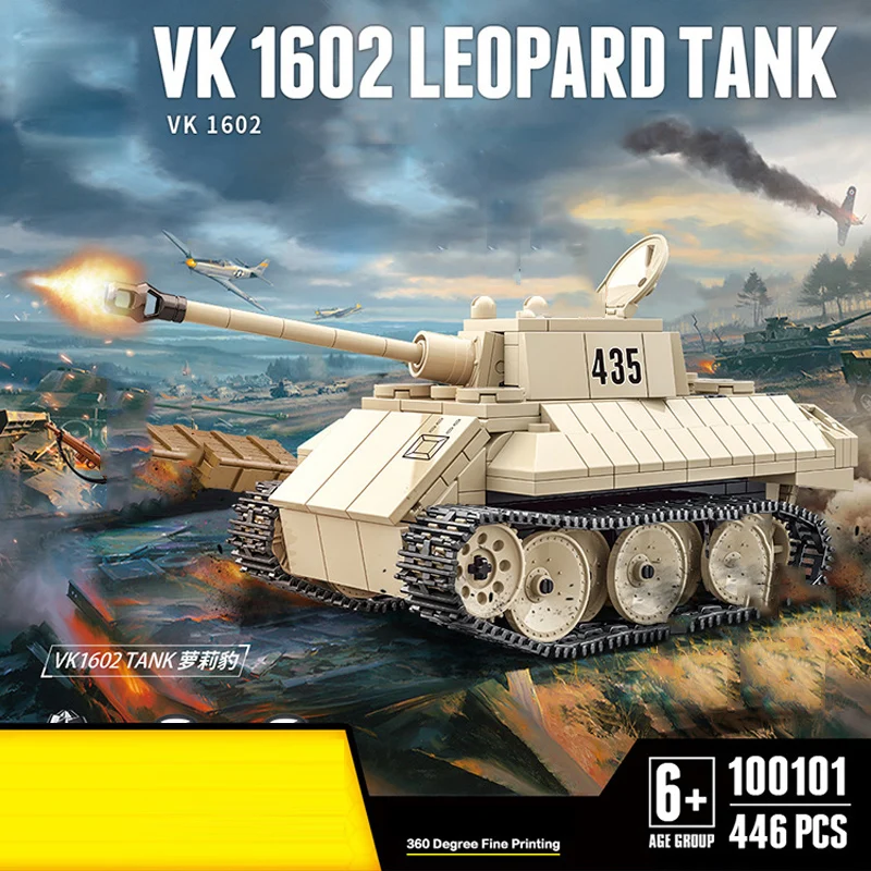 

WW2 Military Bricks VK1602 Leopard Tank Batisbricks Build Block Vehicle World War Germany Army Force Figures Toys For Boy Gifts