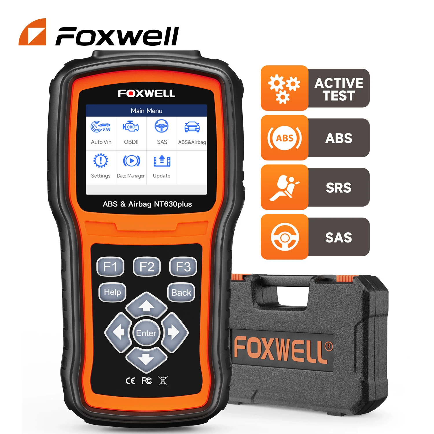 Foxwell NT630 Plus OBD2 Automotive Scanner Engine ABS Airbag SAS Calibration Code Reader ODB OBD 2 Auto Car Diagnostic Tool automotive battery charger