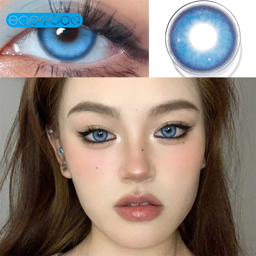 

Easycon Mermaid Blue Colored Contact Lenses soft for eyes small Beauty Pupil myopia prescription degree yearly natural new big