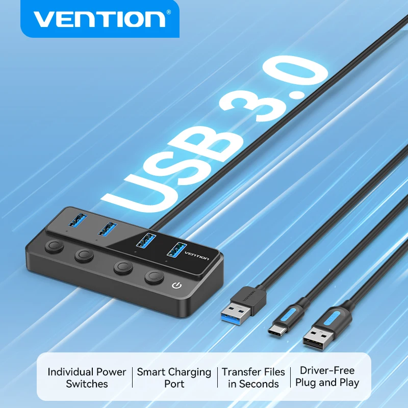 Vention USB C Hub High Speed 4 Ports Multi Type C to USB 3.0 Hub Splitter Adapter for MacBook Pro iPad Pro Xiaomi Lenovo USB Hub