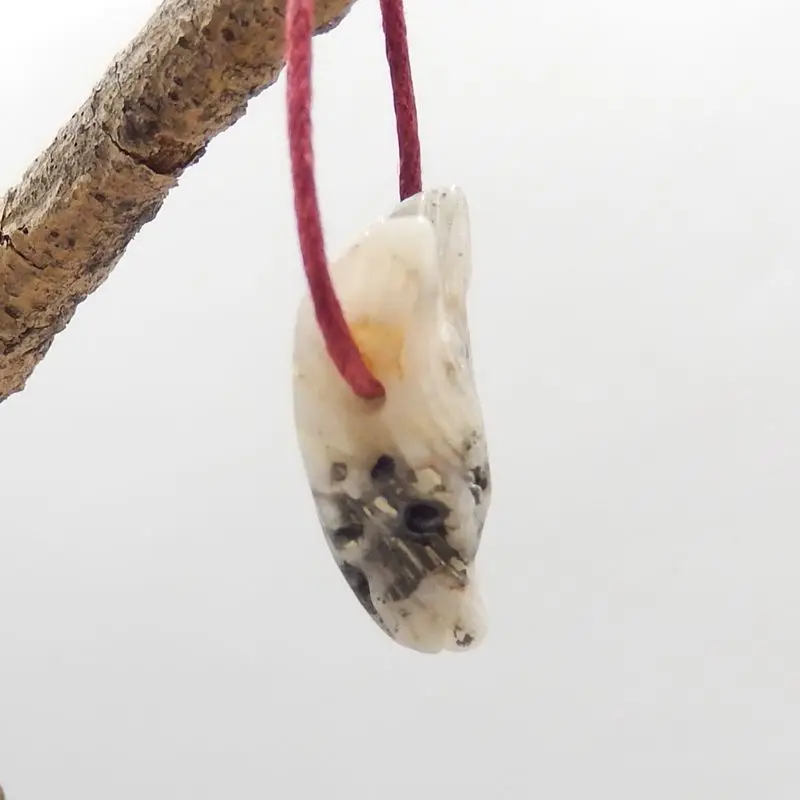 Natural Stone Pyrite Carved Animal Wolf Head Pendant Bead 24x16x9mm 3g Fashion Jewelry Necklace Accessories