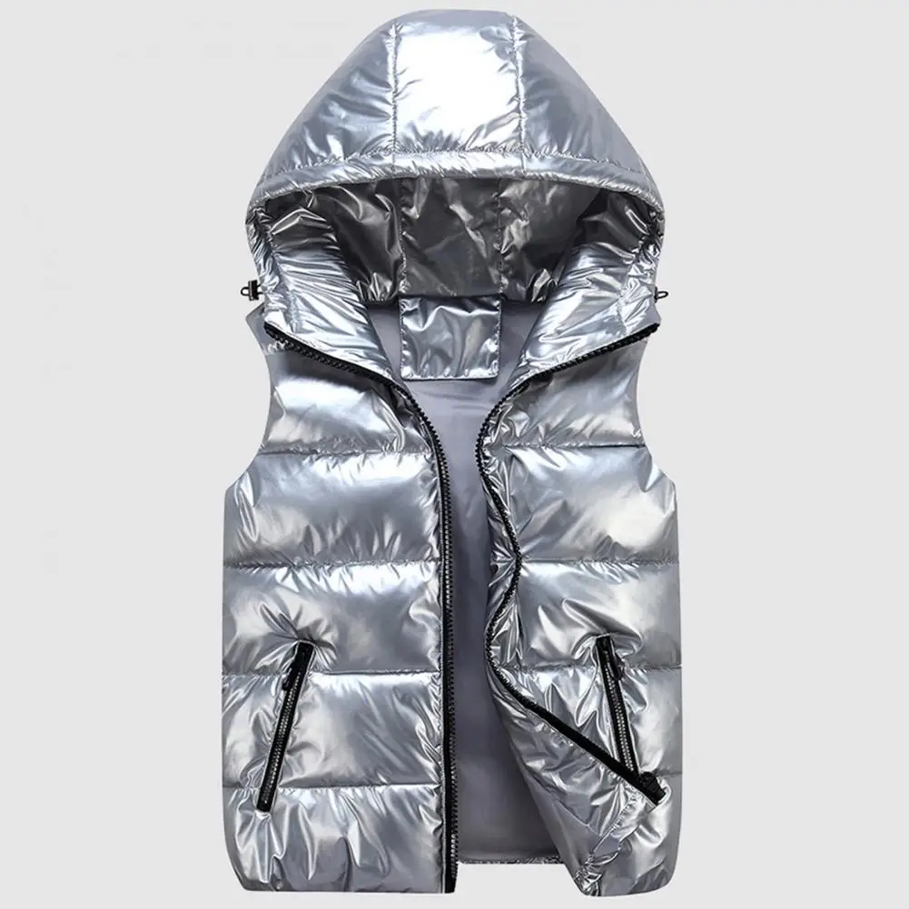 

Unisex Hooded Waistcoat Stylish Unisex Winter Vest with Hood Pockets Lightweight Windbreaker for Men Women Down Padded Zipper