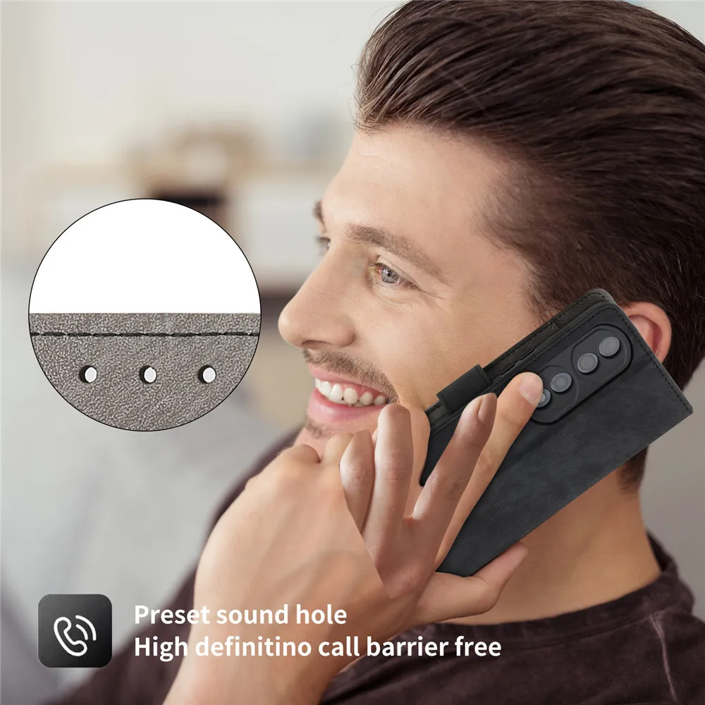 Premium Business Flip Leather Anti-Theft Brush Wallet Case