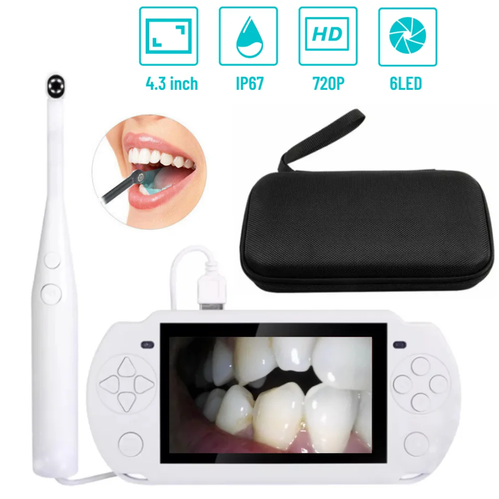 HD 휴대용 홈 검사 내시경 카메라 도구, 조정 가능한 LED 조명 6 개 포함, 4.3 인치 IPS 나사