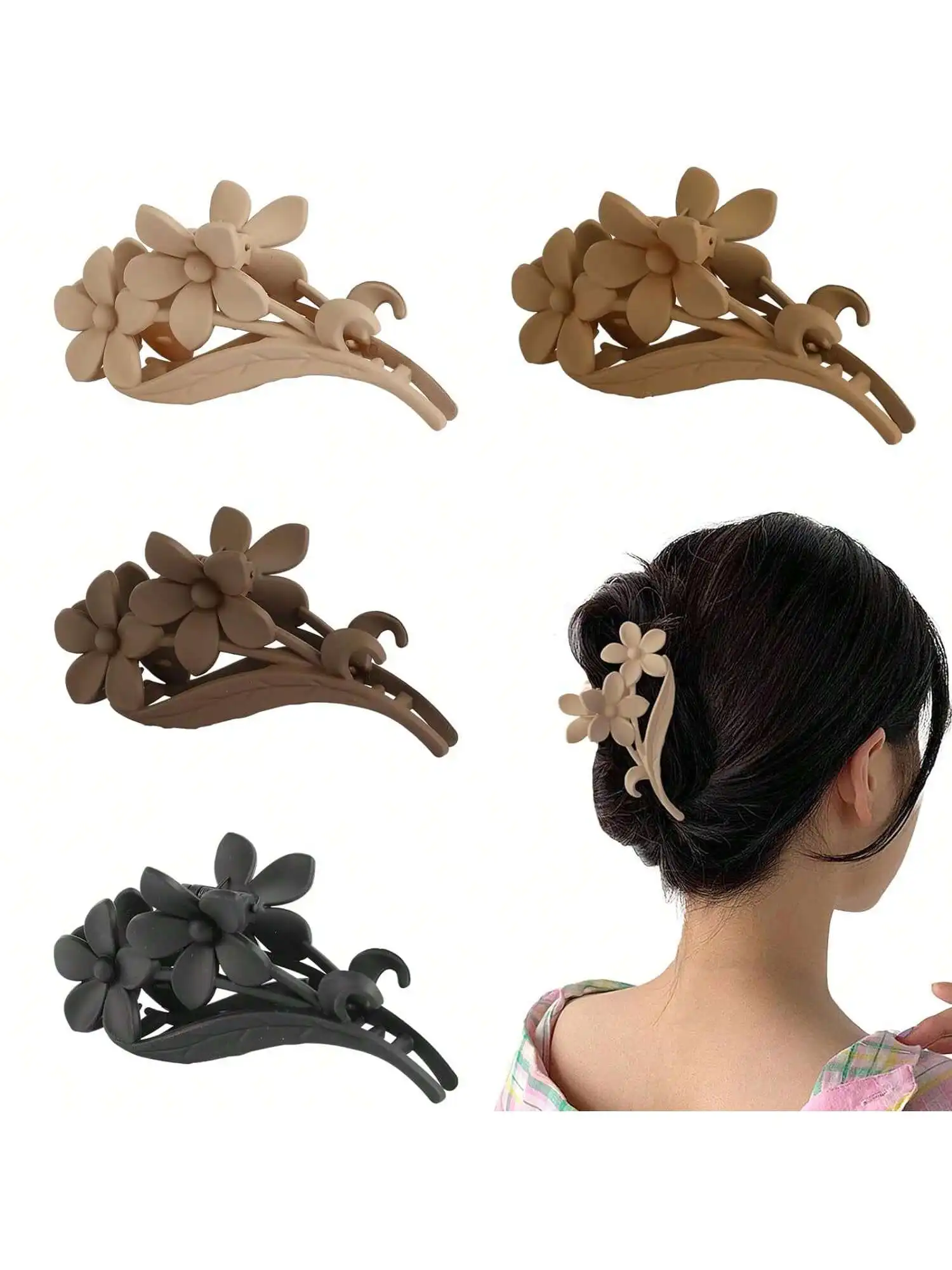 Blumen-Haarklammern, rutschfest, matte Blumen-Haarspangen für Frauen, hawaiianische Haarblumen-Clips, große Plumeria-Haarspange