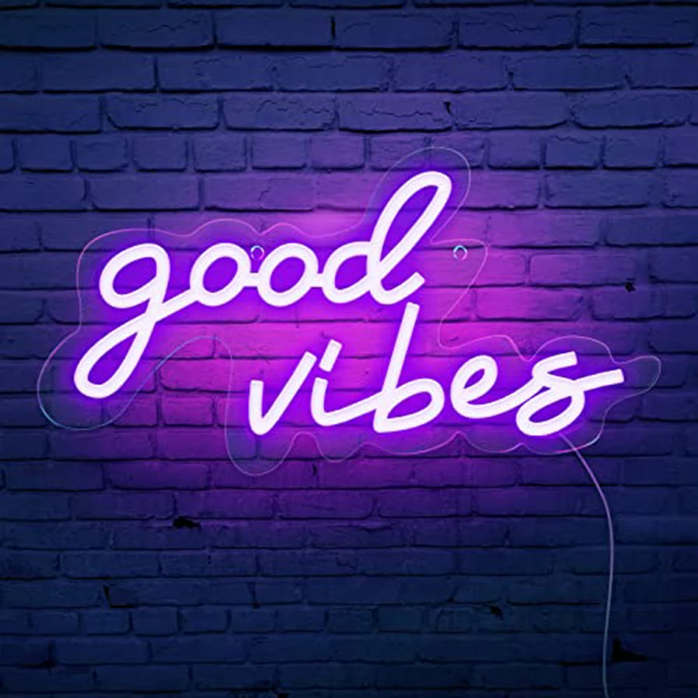 

Good Vibes LED Neon Sign Christmas Thanksgiving Decoration Party Living Room Bedroom Bar Game Room Wall Neon Lights