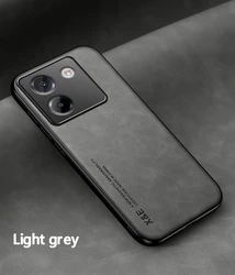 Luxury Leather Ultra-Thin Magnetic Phone Case with Car Mount Compatibility for Poco M7 pro 5G (Light Gray)