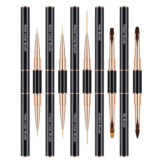 5 Double-Ended Gel Polish Liner Brushes, Professional Acrylic Nail Art Pens, Suitable for Nail Painting Design and Home DIY 1