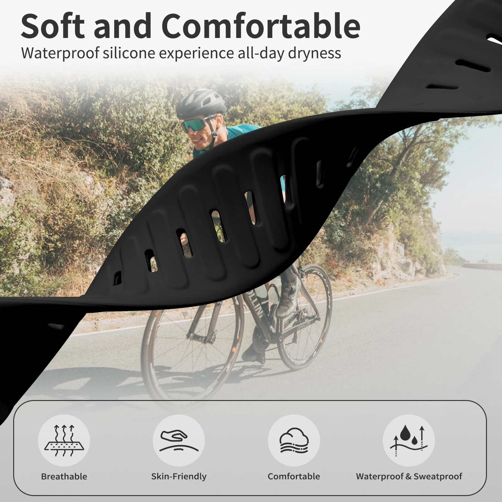 Breathable Silicone Loop Strap for Wearable Health Tracker