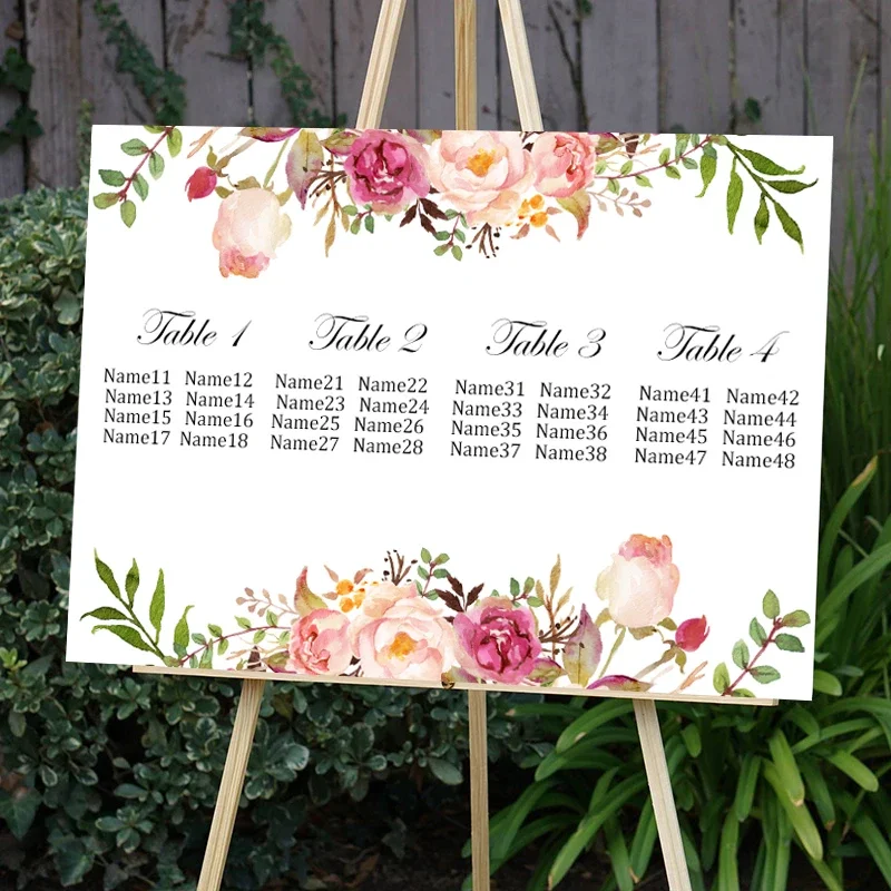 Grass Champagne Autumn Wedding Engagement Seats Distribution welcoming banquet Map Guide Sign please find your seat