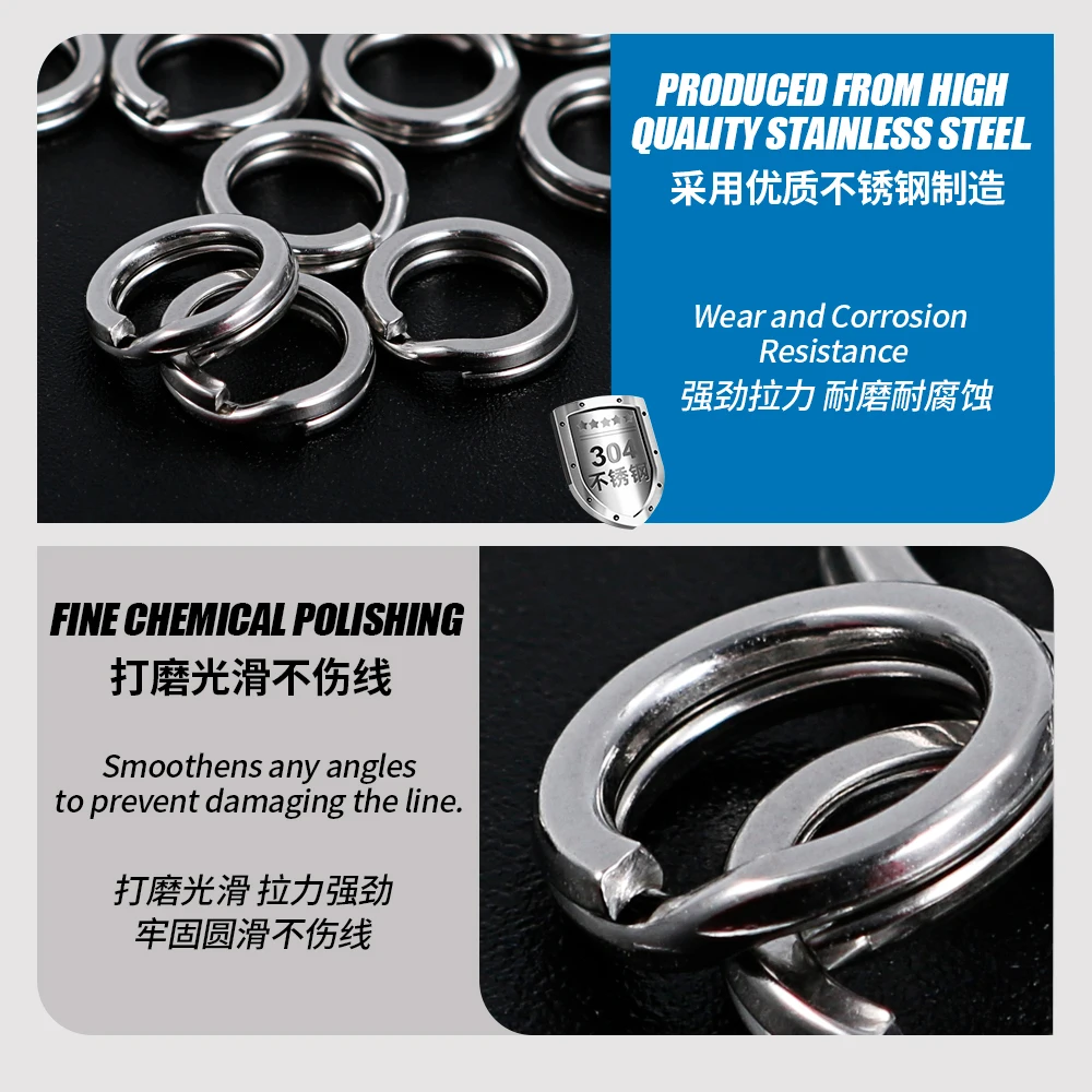 Fishing split rings JIGGING PRO 10/15Pcs stainless steel lure rings connectors snap accessories