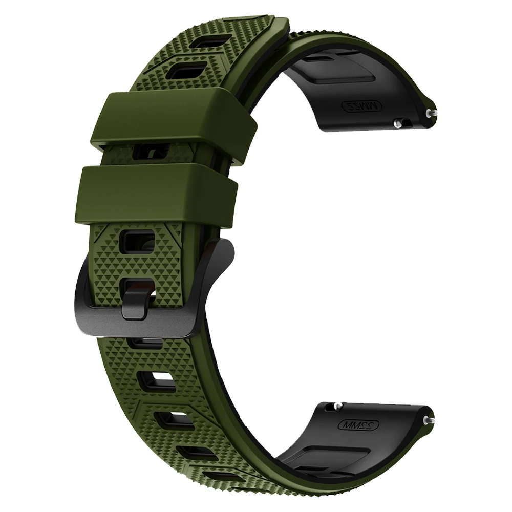 Two-Tone Silicone Smartwatch Strap, 22mm Adjustable Sports Bracelet