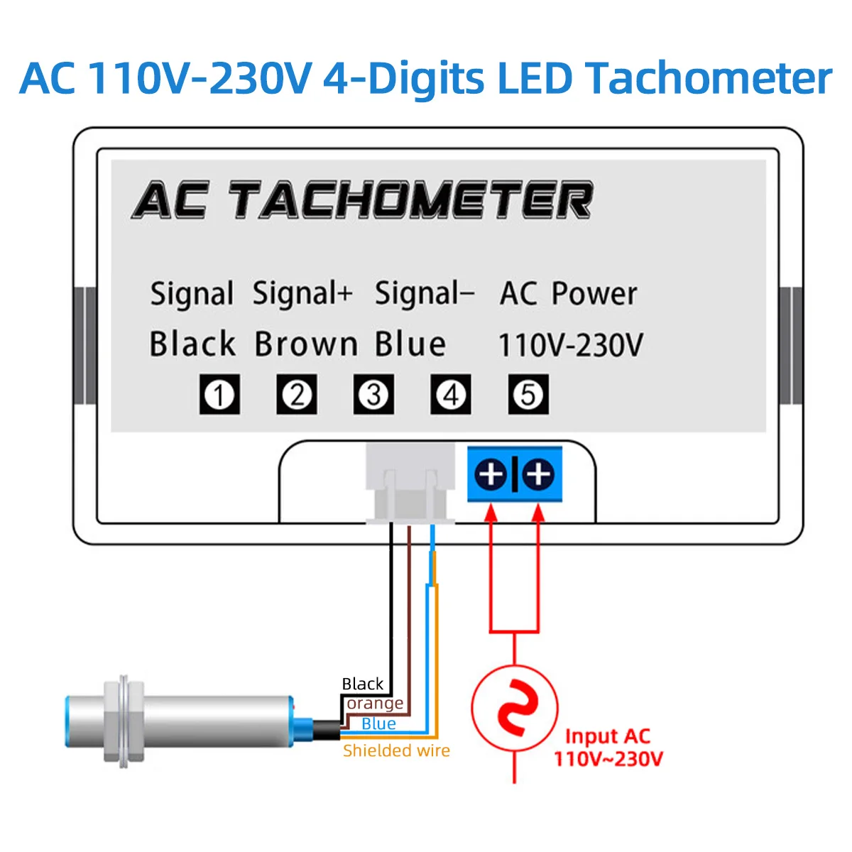 2 Pack RPM Gauge 2-Pack Digital Meter - AC 110V/220V With Hall Sensor ...