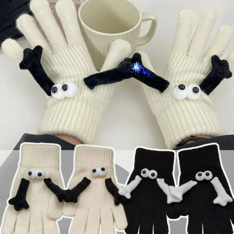 

Creative Little Hand Gloves Magnets Hand in Hand Cute Knitted Gloves Funny Big Eye Full Finger Cartoon for Women Men Gift