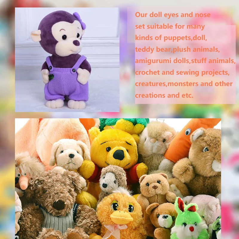 Plastic Safety Eyes Plastic Safety Noses 566Pcs 6mm-14mm Colorful Set For Teddy Bear Soft Toy