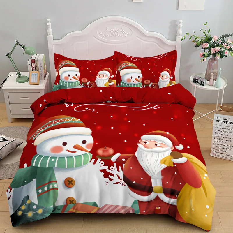 

3d Digital Printing Santa Claus Three-Piece Bedding Set in Stock