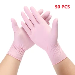 50PCS Pink Disposable Nitrile Gloves - Powder-Free, Durable, Multi-Purpose - L (Pink 50pcs)