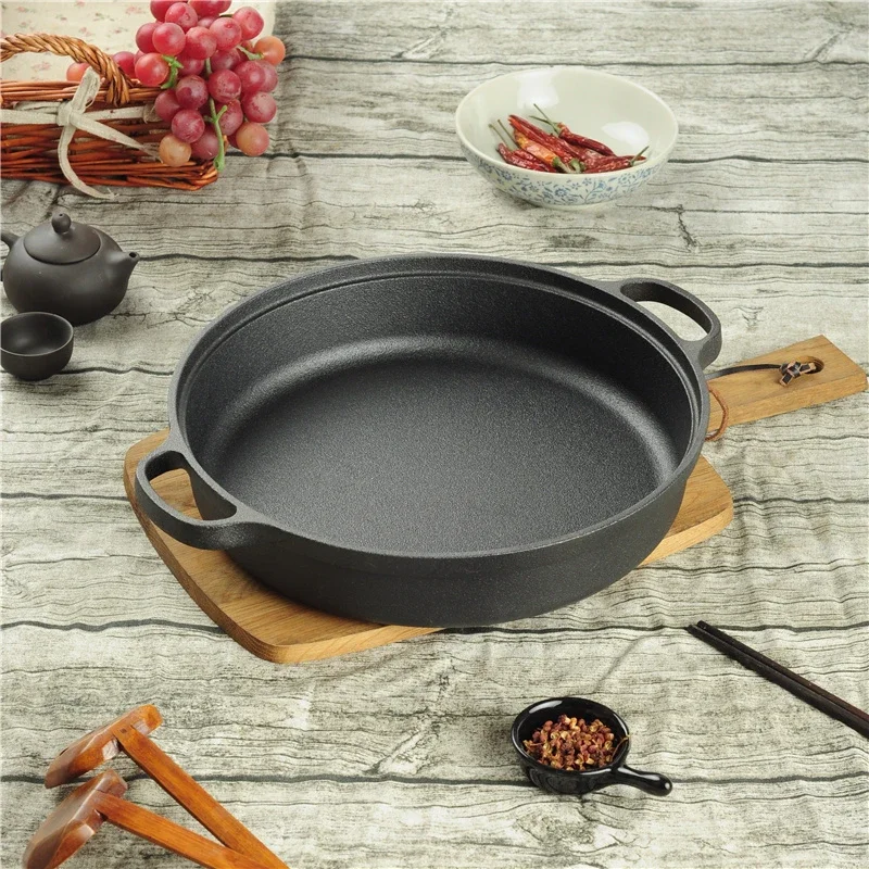 

Double ear frying pan Thickened manual pot Pig iron pancake and dumpling pan Uncoated non stick pot wok pots pans Cast iron pan