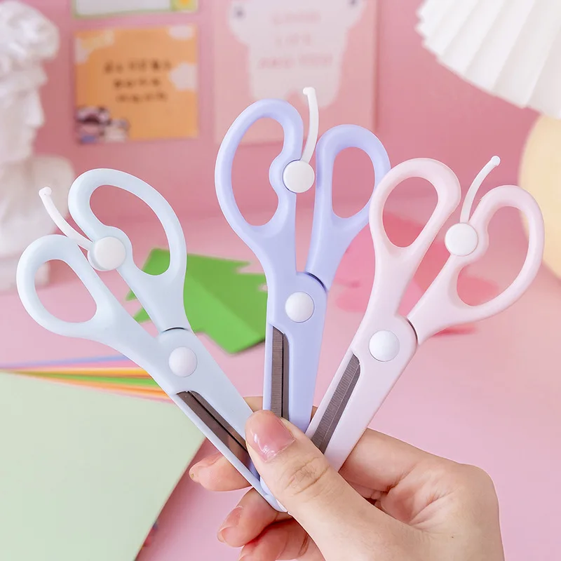 Children Safety Scissors Cartoon Round Head Plastic Scissors Cute