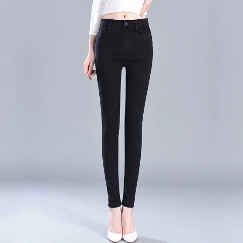 

Skinny Trousers Pants for Woman High Waist Shot Women's Jeans with Pockets Slim Fit R Loosefit Vibrant Basics Size X Larg Office